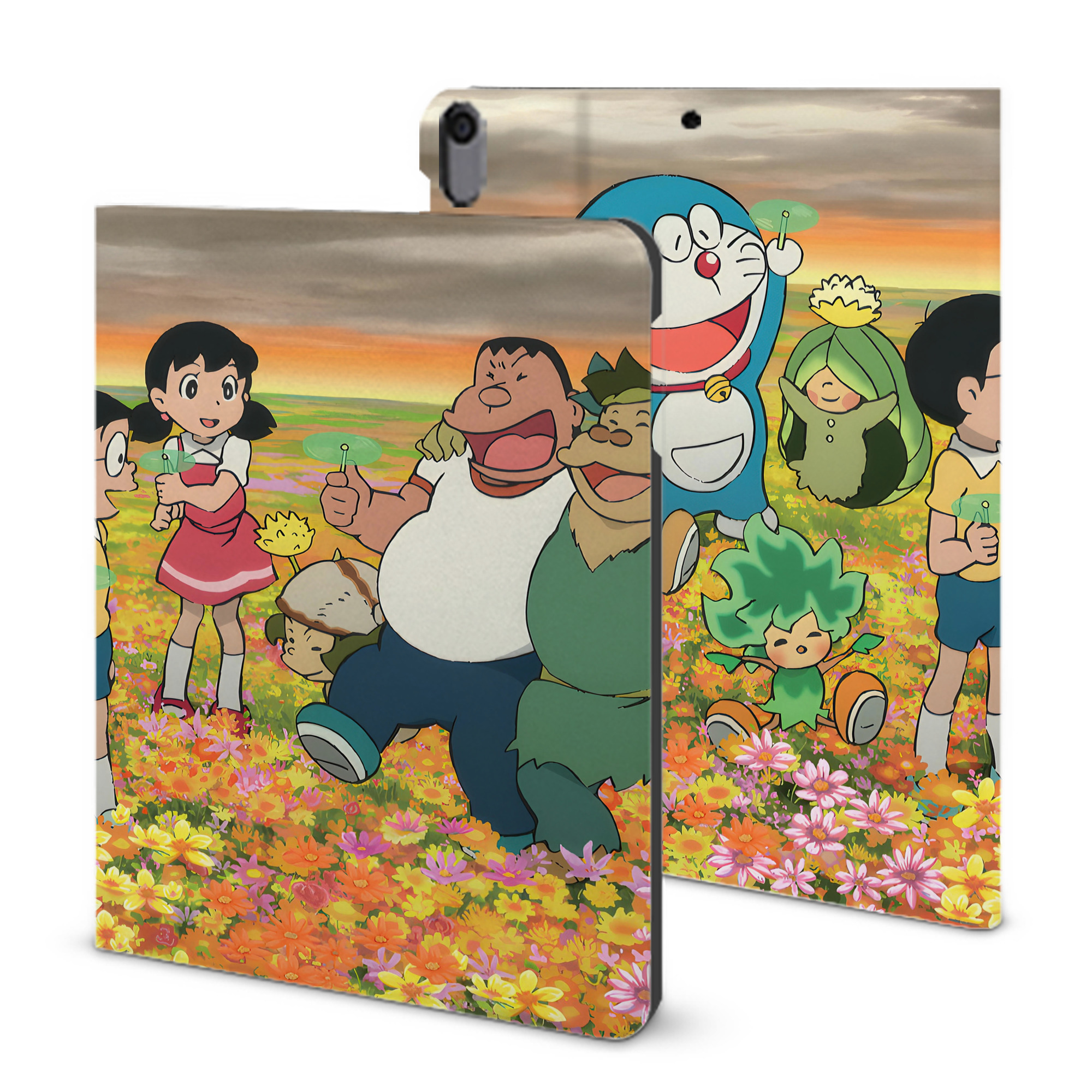 （画像用） ドラえもん Doraemon IPad ケース ブック型 PUレザー TPU 耐衝撃 軽量 薄型 ペン収納なし 全面保護 IPad 各モデル対応